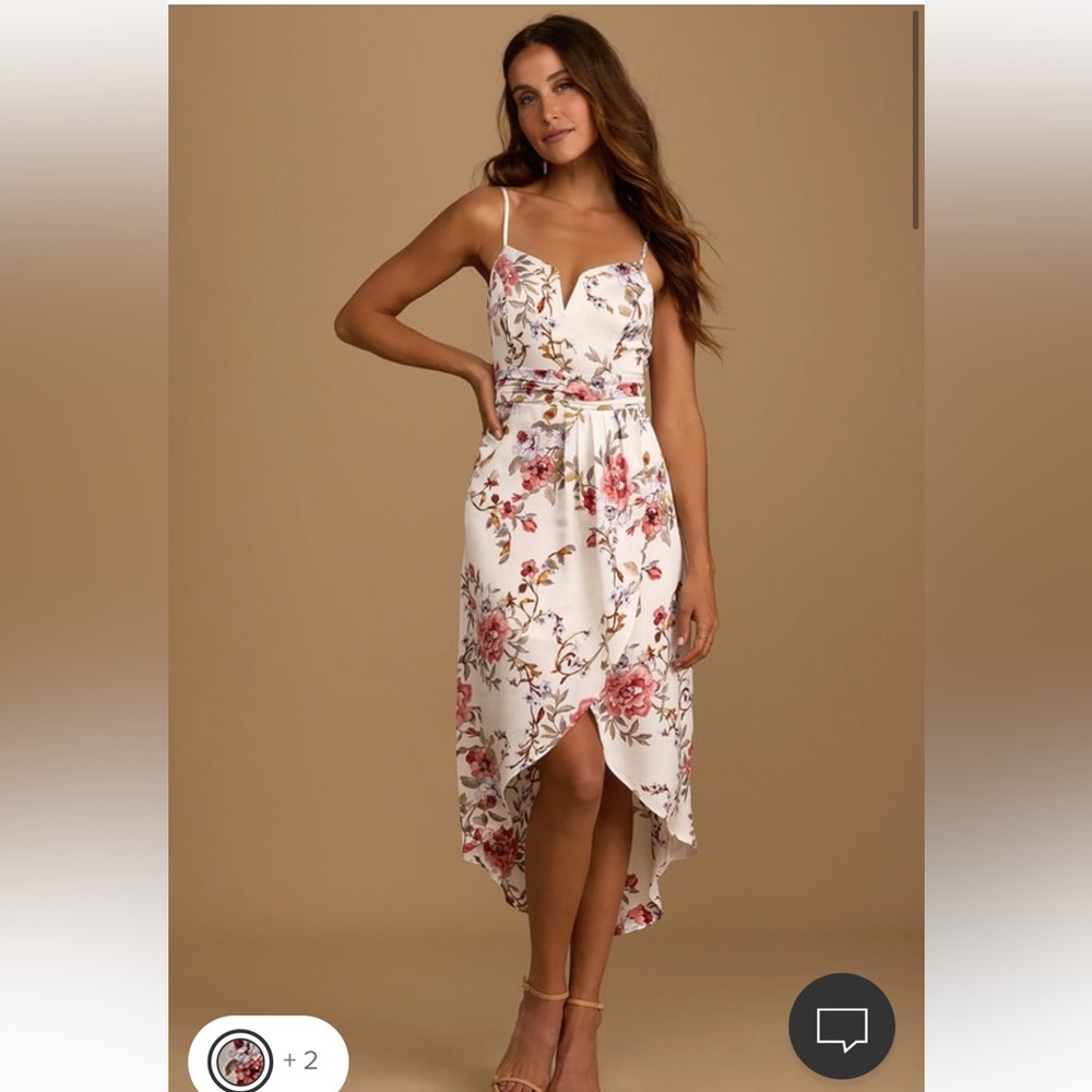 Lulu’s flowery white summer dress for bridal shower, size Small